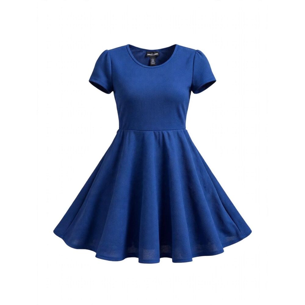 Jennifer Lauren Short Sleeve Fit-and-Flare Dress in Royal Blue  XL